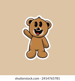 Diseño de caracter de oso cortado adecuado para pegatinas o impreso en camisetas