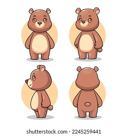 cute bear character design view cartoon vector