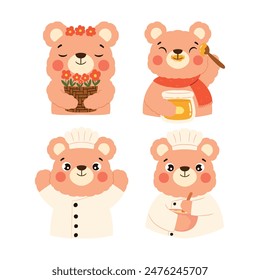 Cute Bear Character doing Daily Activity