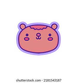 Cute bear character doodle illustration, with soft pop style and old style 90s cartoon drawings. Artwork for sticker, patchworks; for kids clothes.