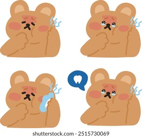 cute bear character have pain toothache collection