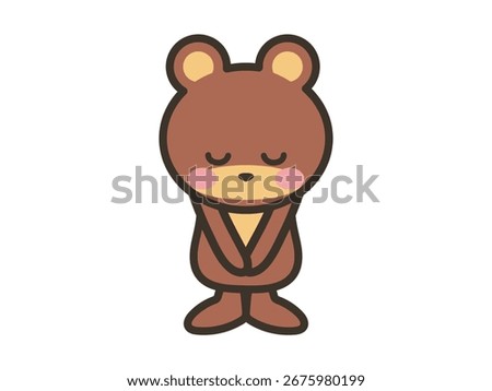 Cute bear character illustration bowing his head and apologizing
