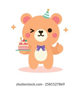 Cute bear character illustration to celebrate my birthday
