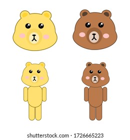 cute bear character. illustration flat design vector.