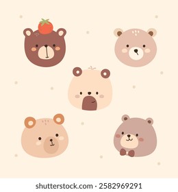 Cute Bear Character Illustration Flat Vector