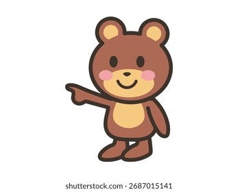 Cute bear character illustration with pointing pose