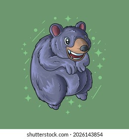 cute bear character illustration vector