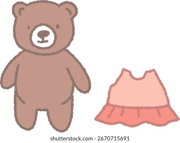 Lindas ilustraciones de personajes de oso y ropa