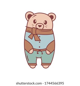 Cute bear character isolated on white background