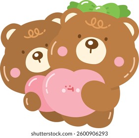 Cute Bear Character in Love with Heart