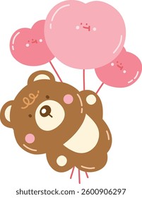Cute Bear Character in Love with Heart