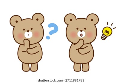 Cute Bear Character Set with Questions and Ideas