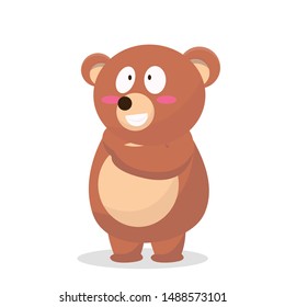 cute bear character with a shy expression design vector illustration