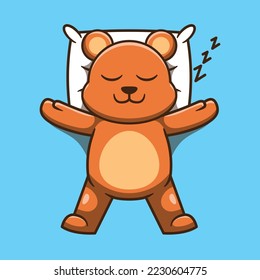 Cute bear character sleeping cartoon vector illustration