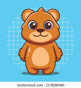 Cute bear character standing vector illustration