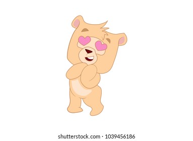 Cute Bear Character. Vector illustration. Isolated on white background.