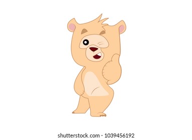 Cute Bear Character. Vector illustration. Isolated on white background.