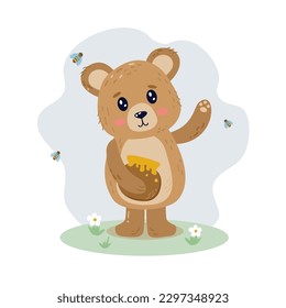 Cute bear character, vector illustration in flat style