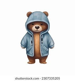 personaje de oso lindo lleva ropa de moda ilustración de pintura vectorial