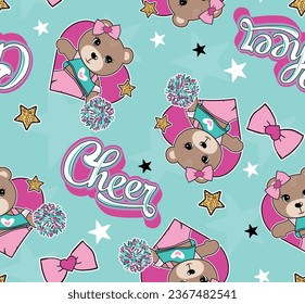 cute bear cheer graphic design for girl sleepwear