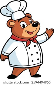 Cute Bear Chef Cartoon Character Illustration isolated on a White Background
