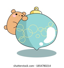 Cute bear with Christmas ball