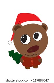 cute bear with Christmas tree