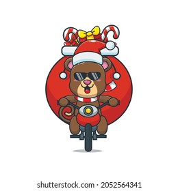 Cute bear in christmast day cartoon vector illustration