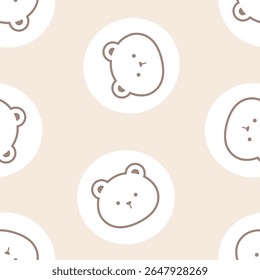 Cute bear and circle seamless design for background, wallpaper, fabric, textile design, card, wrapping paper, notebook, carpet, diary cover, blanket, blanket for kids, decorative, and etc.