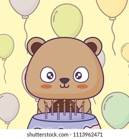 cute bear clebrating party kawaii character