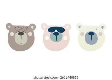 Cute bear clip art kids nursery. Scandinavian bear nursery wall art decor