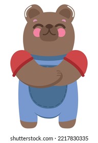 oso lindo con icono de ropa aislado