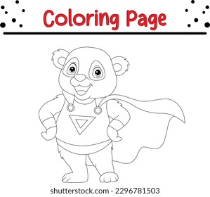 Cute Bear coloring book for kids. Outlined happy teddy bear coloring page