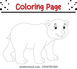 Cute Bear coloring book for kids. Outlined happy teddy bear coloring page