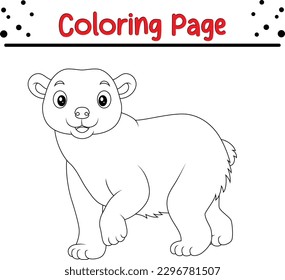 Cute Bear coloring book for kids. Outlined happy teddy bear coloring page