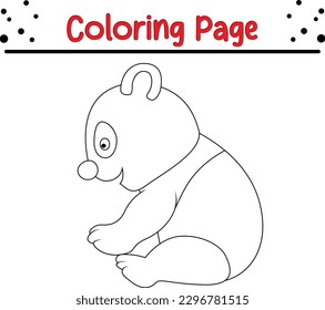 Cute Bear coloring book for kids. Outlined happy teddy bear coloring page