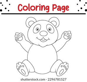 Cute Bear coloring book for kids. Outlined happy teddy bear coloring page