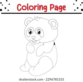 Cute Bear coloring book for kids. Outlined happy teddy bear coloring page