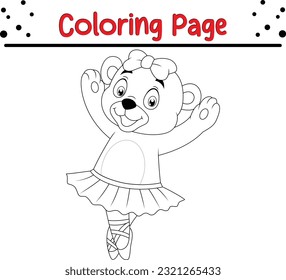 Cute Bear coloring page. Black and white vector illustration for coloring book
