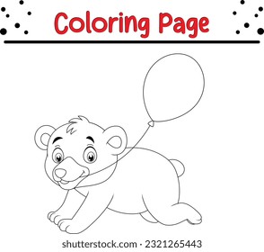 Cute Bear coloring page. Black and white vector illustration for coloring book
