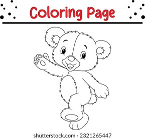 Cute Bear coloring page. Black and white vector illustration for coloring book
