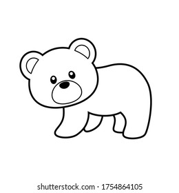 Cute Bear Coloring Page Vector Illustration on White