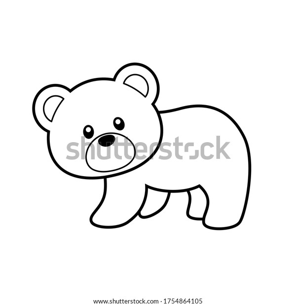 Cute Bear Coloring Page Vector Illustration Stock Vector (Royalty Free