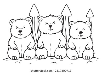 Cute Bear Coloring Pages, Kids Coloring Book, Bear Vector Character Illustration