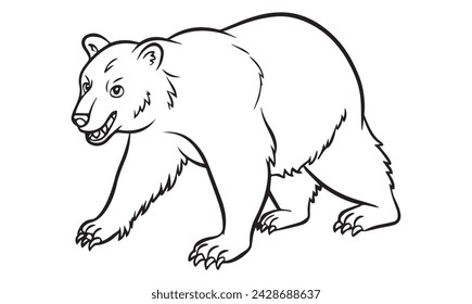 Cute Bear Coloring Pages, Kids Coloring Book, Bear Vector Character Illustration