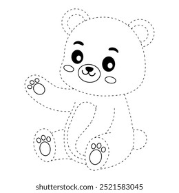 Um urso bonito colorindo páginas para crianças. Traço e cor urso. Um bonito urso floresta animais vetor. Livro de colorir para crianças. Planilhas de jardim de infância e pré-escola imprimíveis para crianças. Animais da floresta.