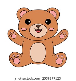 Cute bear coloring pages for kids. Trace and color cute bear. Bear animal flashcard. Cute bear isolated on white background. Kindergarten and preschool worksheets printable for kids. 