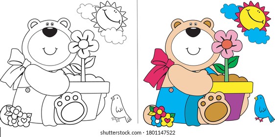 CUTE BEAR COLORING VECTOR ILLUSTRATION FOR BOOK