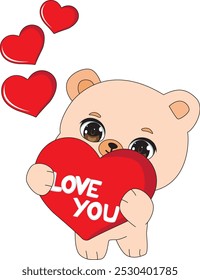 Cute bear confession of love with heart vector mascot 