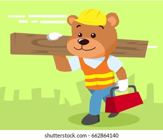 Cute Bear in Construction Uniform Illustration Suitable for Education, Card, T-Shirt, Social Media, Print, Book, Stickers, and Any Other Kids Related Activities